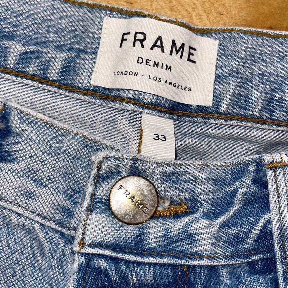 Frame Womens Button Fly Le Original Distressed Cropped Jeans Clash Blue Size 33 - Picture 7 of 13